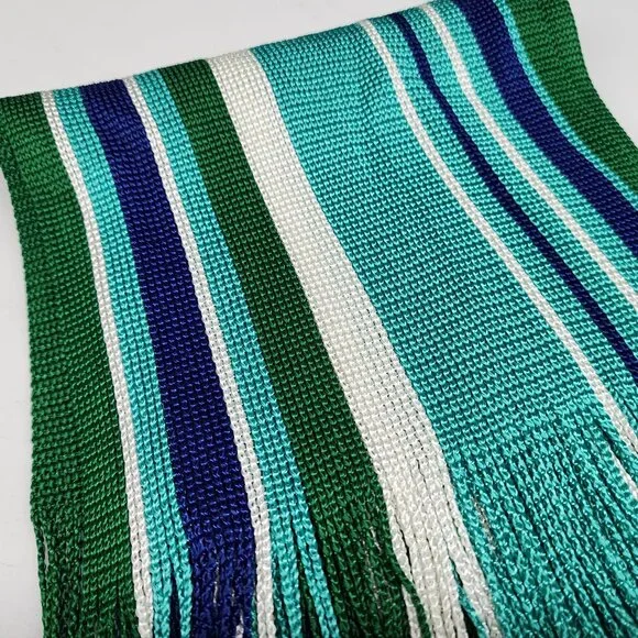 Ann Taylor Red & White Striped Woven Scarf With Fringe - Picture 3 of 6